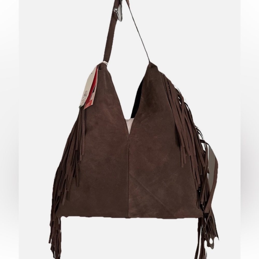 Divina Firenze Chocolate Suede Fringe Made in Italy Handbag NWT